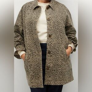 Violeta by Mango Cheetah Leopard Animal Print Trench Coat Jacket Size XL NEW